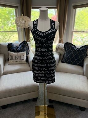Nike Black Logo-Allover Bodycon Mini Dress